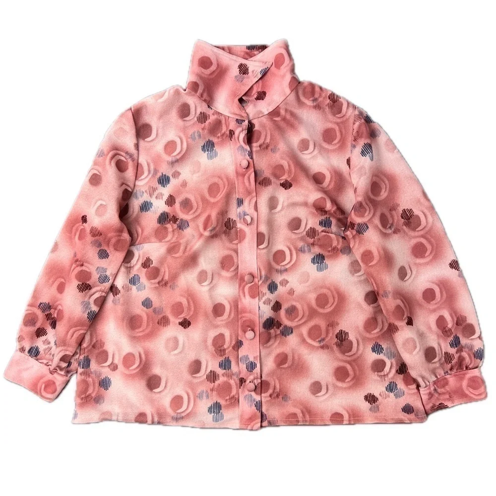 80s VTG Abstract Allover Print Button Up Shirt - Picture 3 of 9